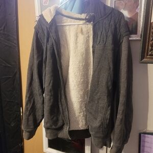 GreenTea Charcoal Gray Sherpa-Lined Hooded Jacket